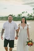 Let me start out by saying I never write reviews on clothing... but this dress is simply elegant. Perfect beach elopement dress & I didn't need to diet for months to fit into it either. I did have the shoulders taken up a bit & took the train off so it wouldn't drag in the sand. You won't regret buying this dress. - Abby M.