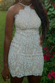 I'm usually a medium but i got a small so the dress would be more fitted and I'm so happy with my choice! i got compliments all night - Rochelle T.