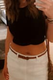 Hits my waist just right! Super cute and flattering. I bought it in 2 colors - Katelyn D.