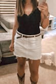 I wear this all the time! I'm tall and it's long enough. It's fitted enough that I don't need to wear a bra with it which never happens. Bought it in white too - Katelyn D.