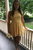 Homecoming for granddaughter. She loves the color yellow and this was just perfect for her. Most dresses we found were too low cut so this one was very fitting for the occasion. - Susan C.