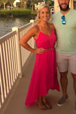Love this dress! I wore it for my 30th birthday at the beach and it was perfect for the occasion. Runs a little big. I wore a gold belt around my waist to accent it a bit and I thought it looked cute.The dress is very versatile and can be dressed up or down. Great material and quality. - Kylen K.