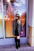 I cannot stress enough how in love with this jacket I am!!! SO cute & SO perfect for fall. The green is the perfect shade & goes with basically everything. You can either dress it up, or down. I wore it with a black dress & high over the knee black boots like the girl in the picture & was given tons of compliments. In most jackets I'd usually get a medium but with this one I'm 5'8-5'9, 160 lbs & got a small (usually get a medium but small was all that was left) & I'm so glad I did because it fits absolutely PERFECT!!! Definitely recommend, you won't regret it xoxoxoxox - Ashley P.