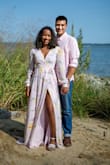 I got this for my engagement pictures and it worked perfectly. Very long but I didn't get it hemmed since you couldn't really tell in the pictures. I wanted to wear it to a friend's wedding coming up but didn't have time to get it hemmed. I would definitely trip over it, otherwise! It's a beautiful dress and I highly recommend. :) - Camille J.