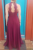 This one looks so beautiful on the model I couldn't resist trying it out, but I didn't think it looked as elegant in real life and ended up going with a different dress. The bra line felt oddly low, even though there is lace above it. Ordered two sizes (S and M) and the small fit perfectly. - Amy F.