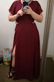 I ordered an XL of the dusty lilac first, and it was too big and the color washed me out. The L of the burgundy is perfect because it fits me, is a better color and I'm excited to wear! It is long, even with heels. Love that you can wear a regular bra! - Katrina P.
