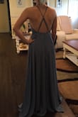 I love this dress. This was the dress I picked for my bridesmaids to wear for my wedding and the color is beautiful and it fit really well on them. The photo is of my maid of honor and she bought a small. The dress just needed to be hemmed but other than that the dress was perfect! - Rachel M.