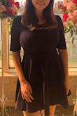 Got this dress as a backup dress not thinking it would save the day! The dress is so easy yet so flattering. The material is thick and stretchy which makes the dress easy to move in, yet keeping form. I have a large bust (34G) for my body so it's not easy to find a dress that fits well overall. This dress delivered because it fit my bust and my body very well. I received so many compliments on the dress and can't wait to wear it again. For the price mark, it's definitely worth it! - Ji I.
