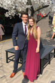 I was really worried about the length but with the shoes I'm wearing, it's not too long. Some might have to hem it though. I would if I had shorter shoes, but it worked out! I'm wearing it to a wedding this weekend and can't wait. The slit is stunning. Very well made, not cheap fabric and not see through. It's lovely. - Kathleen S.