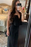 This is just the cutest jumpsuit! It's very classy and also a bit sexy as the slit in the chest area is a tad low. The jumpsuit has a thicker fabric so I didn't even need to wear a bra. The little ruffle-y layer on top made the jumpsuit girly and fun! You need this jumpsuit stat. - Alyssa T.