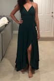 Absolutely love this dress. It's very classy and perfect for a formal event. I bought it to wear for my company's convention. I love the length and the quality of the material. No need to wear a bra and or pasties as the material is thick and covers the bust area perfectly. The green is a bit darker than pictured on the model, but overall i'm extremely satisfied. All my friends loved it! You can definitely get tons of uses out of this dress. - Patrisha O.