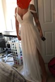 This fits perfect! I tried the small since I have a small waist, but it didn't fit in the bust, so I returned it for a medium and that fits perfectly! It is waaay too long, but the small was also too long so don't account for that in your size choice. Perfect for my beach wedding! - Rachel E.