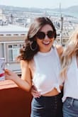 Was pleasantly surprised by how cute this shirt was. However, it is paper-thin see-through. You see an outline of a beige bra. The sides also come down low so you can see the bra.

Very soft, you could make it work like I have, but wish it was not so see-through. - Lauren F.