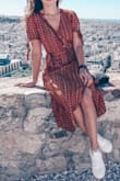 This dress is beautiful and fits well! A few downfalls - it wrinkles easily and shows a lot of cleavage - I used a safety pin to show a little less but the fabric is thin so that pulled on the fabric a bit - Maresa C.
