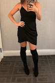 This dress is perfect. It's stretchy, hugs in all the right places and looks amazing on. - Heidi M.