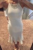 I ordered this for my rehearsal dinner and fell in LOVE! It's comfortable and elegant! I'm a size 32F and it's hard to fit my chest with my waist! I can't wait to wear again on our honeymoon! - Rachael S.