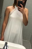I really like the design of this dress and it is very comfortable too! initially, I was worried about ordering white as white dresses tend to be seen through easily. but I wore neutral colored undergarments and it was not obvious from the outside. - Amanda C.