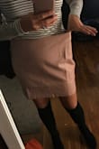 I love the color of this skirt and I was super excited about it, but it just ran too big and the material had just a little more "sheen" which I'm not sure is flattering on my stomach in this color. I returned it and I'm debating getting a smaller size, but I might try a different style (another skirt from Lulus that looks a little more matte). - Jessica A.