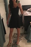 Very simple, sexy, and classy! I wore it for a wedding. It has great quality thick fabric but it is still flowy. Very comfortable, and you can wear a bra with it if you want. - Setare T.
