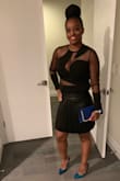 The vegan skirt fit perfect. The texture of the material was soft and actually looks and feel like authentic leather. It fits true to size and I received a lot of compliments!! I wore it with a black mesh body suit. - Laconya D.
