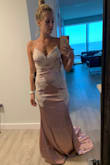 I ordered this with a bunch of other dresses for a friends wedding. I didn't end up wearing this because it was so long and I didn't have time to get it altered, but I loved it so much I kept it anyway. I ordered a 4 because the 2 wasn't an option. It's a tiny bit loose but works! - ASHLEY T.