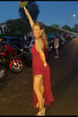 Fit perfect wore with 3 inch gold flitter heals. - Mashauna J.