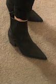 These boots were really good material but we're way to pointy for me. I know the pointy toe is in, but not this pointy. I returned them. - Dakota D.