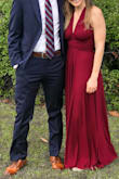 I wore this dress to an October wedding and also bought it with engagement pictures in mind. I got so many compliments, and the versatility of the dress is amazing! I ordered an XS because I wore flats and didn't want it to be too long, and I am so glad I did because the Small would've definitely required hemming. I will be wearing this to many weddings and special events in the future. - Ashley A.