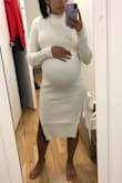 I guess you can say it runs a little big, depending on the fit you're going for. At 104 pounds & the same measurements I'm usually an XS. I'm currently 7 1/2 months pregnant, 24 pounds heavier and the XS still fit me with a little wiggle room. I'm using this dress for my baby shower and I absolutely love the comfort and look. It's definitely maternity approved. - Stefani C.