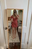 This dress color is amazing. I loved it. However the fit just wasn't quite right. It was too short for me. When I bent over you could see everything. But it fit perfectly everywhere else so I wouldn't go up a size. Just a shorter dress. - Shelby P.