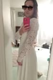 What are the dress online but when I saw it I was obsessed. The only thing is I think it runs a little large. The material and weight of the dress is substantial for a fall / winter wedding. The price is amazing. - Danielle E.