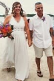 This dress was perfect for my barefoot Florida Keys beach wedding! The material was light and airy and it was extremely comfortable in 90 degree weather! I received many compliments from my guests. It runs a little long, so I had it hemmed slightly - just a half an inch. Overall very pleased! - Colleen S.