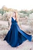 Absolutely LOVED this dress for my engagement pictures. It was everything I was looking for!! SO flowy, there are 3 layers so when I walk it moved in the most elegant ways. Perfectly modest, can wear a normal bra. Personally, I should have ordered a small but didn't have time to re order; it zipped easy just was a little tight on my waist. I also needed to hem the bottom, as it was too long. Buy this dress, you will feel so beautiful! - Jenna M.