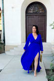 This dress and color fit my personality like a glove. It ran a little big for me on the waist and bust, even though I'm very busty, and sizing down worked perfect. I ordered 2 different sizes just to be sure and went with a medium instead of the large and it worked perfect for all my curves! - Jenn L.