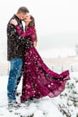 I got this dress for my fall engagement photos. The weather decided to surprise us with snow but the dress held up nicely in the weather. I would definitely recommend this dress for any semi formal occasion, just note that it is on the long side so heels are a must or it would need to be brought up. - Rachel M.