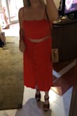 I got this with the matching top and it's soooo pretty. High quality fabric and the color is vibrant! Fit really nicely too (I love the extra hidden button inside that really keeps the skirt from gaping near my belly haha). - Natalie W.