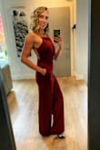 Felt sexy yet covered up in this gorgeous jumpsuit! Got lots of compliments. Fits true to size and is forgiving as I'm a bit bigger in the waist then a small. Length with heels was perfect. Overall a great piece, wore to a charity fashion event! - Laura Z.