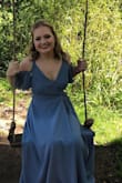 Wore this in a wedding, the material flows perfectly and is very flattering when walking, looked great from all angles and was able to wear any color undergarments under. - Alexis E.