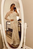 I decided I wanted a second dress to change into 2 weeks before my wedding... so stressful. I'm not a fan of strapless dresses, but I ordered this on a whim and found a $15 lace crop top on amazon to wear over top. It was PERFECT. The fit was incredible and height perfect with the addition of 4 inch heels. I would absolutely recommend this as a second dress- no one could believe how much I paid for it! - Sara H.