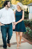 I bought this dress for my engagement photo session. The dress fit well and photographed beautifully. This photo ended up as our save the date card. However, I have only ended up wearing this dress twice since purchasing it back Fall 2017. The sheer hem is just too close to the butt line and shows if bending over or moving swiftly. - Savannah B.