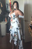 I liked the print and flow of the dress; however, there is a ruffle across the front hip area that is odd. I was debating whether or not to keep the dress, but I decided to return it. - Jackie C.
