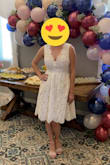 I got this dress for my bridal shower and loved it. It fit perfect and the pockets were so convenient, I kept my phone in it and you couldn't see any bulk from the pocket! - Taylor W.