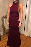 Love how this fit on my curvy body! I saw reviews that said it run a bit large, so I got the small and it fits like a glove. Wearing it to a Navy ball because it is very elegant and classy, while showing a bit of my figure. - Rachel G.