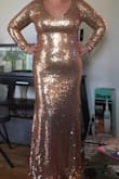 This is a SPARKLY dress, but is beautiful. The fabric is awesome, not cheap at all. It feels great on, even in my arms - which I'm notorious to have everything fit but the arms. This is just a well made, beautifully fitting dress, even for a curiver girl. - Ariel G.