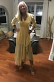 This is such a pretty dress. Very feminine and truly looks great on. It's a beautiful color yellow. I'm so glad I got this - Keri A.