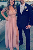 I got a lot of compliments. It's super long, but I didn't have time to hem it so I wore the tallest shoes I had. 

Maybe it's in my head, but where the dress puffs out of the fitted waist, it just made me feel like it made me look a bit fat. Idk - Melissa F.