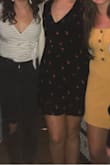 I love the print of this dress. Always get asked where I got it when I wear it. Shows a little too much cleavage for me so I pinned it up above the snap and it was more comfortable. - Angela H.