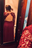 This dress exceeded my expectations and was the prettiest dress I've worn yet. I did have to get it altered as it was much too long for me, but it was so worth it! My favorite part of it was the sleeves & the back! - Joan B.