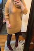 Would size down a bit baggy. Otherwise it was warm and so cute for Fall season! Be careful with jewelry though as it gets caught on this material very easily! - Joan B.