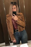 It's a bit thinner than I would of expected, but it's super cute. I am also normally a medium, but after reading other reviews I got a size up and that was the right call. I say size up and this jacket, it's not meant for warmth, but it's super cute and if you just need something light this would be wonderful - Rachel V.